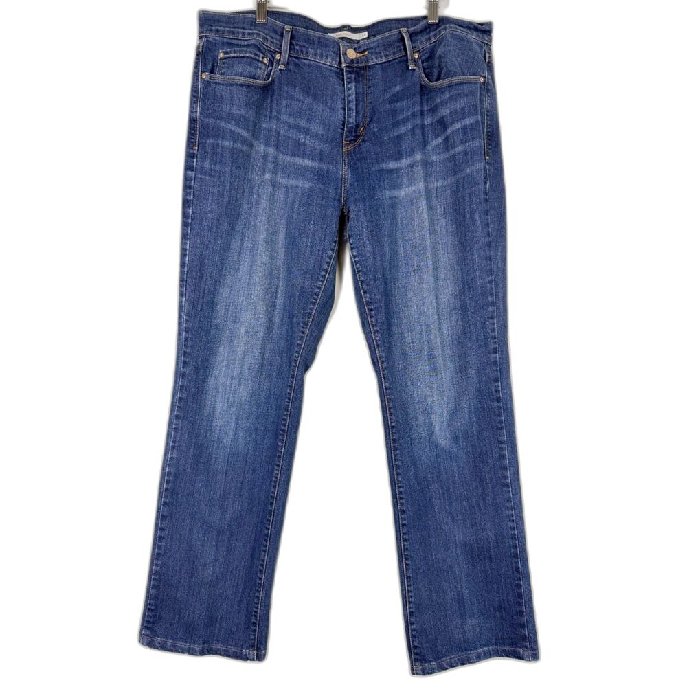 Levi's 505 Straight Leg Jeans Women's Size 14 Medium Wash Stretch Denim